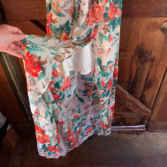 Guess Maxi Floral Wrap-Style Tulip Skirt Sundress - Picture 4 of 6